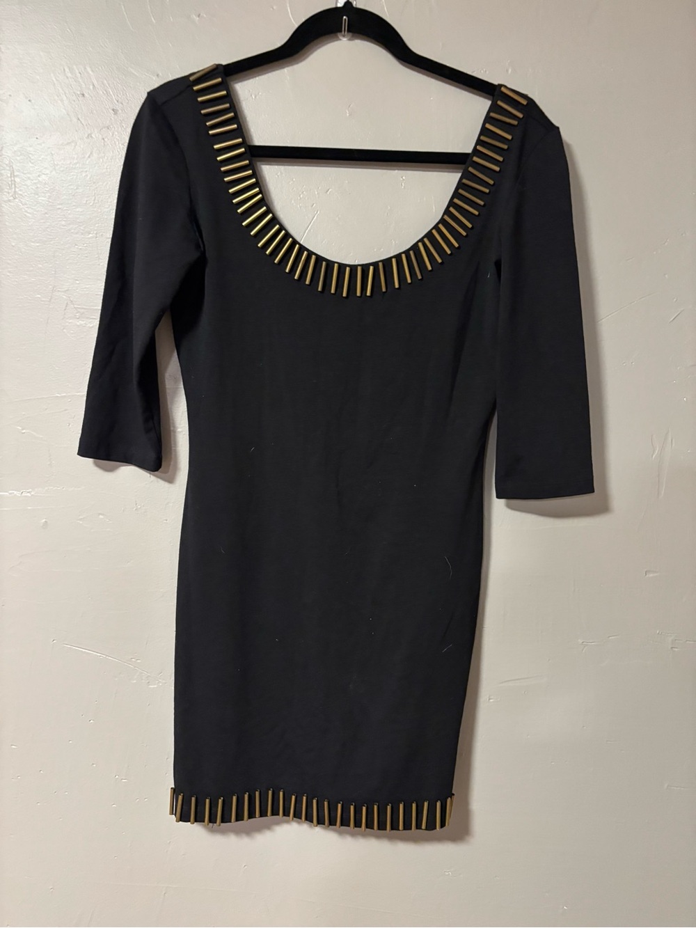 Blaque Label Black Mini Dress with Gold Bar Trim